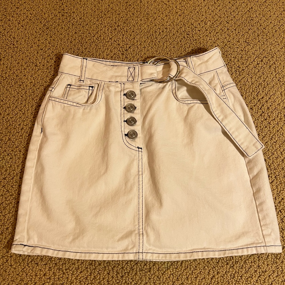White BDG Jean Skirt